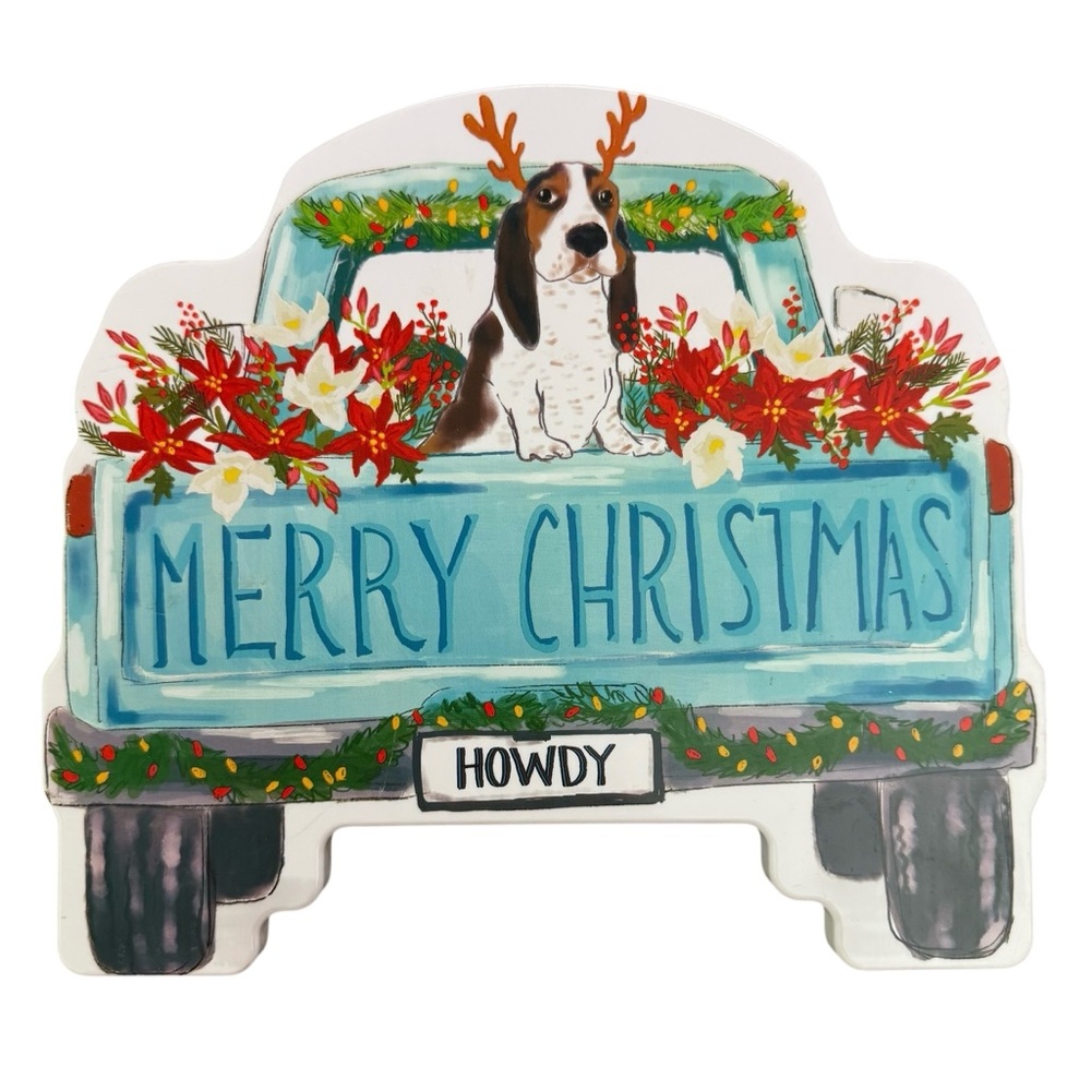 Pioneer Woman Basset Hound Holiday Plastic Tin